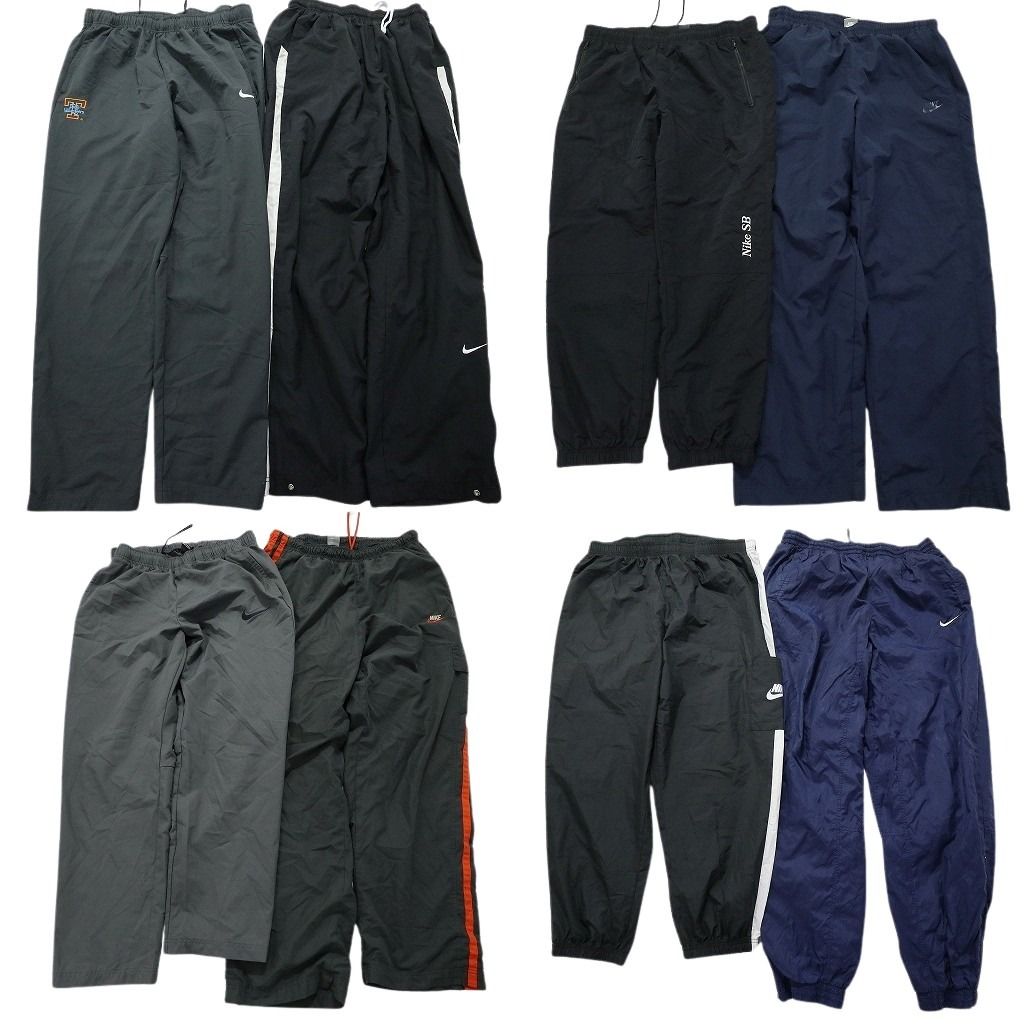 古着卸 まとめ売り ナイキ NIKE ウインドブレーカー パンツ 8枚セット メンズ XL スウォッシュ ライン ナイロン 古着 NC0757