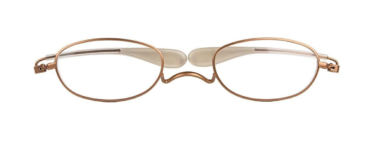 ペーパーグラス 耳にかけない薄型 老眼鏡 ミニ３ クリアレンズ ライトブラウン 鼻パッドなし 3.00