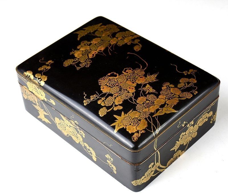 蔵C7007 古美術 蒔絵文箱 江戸中期頃 保存箱