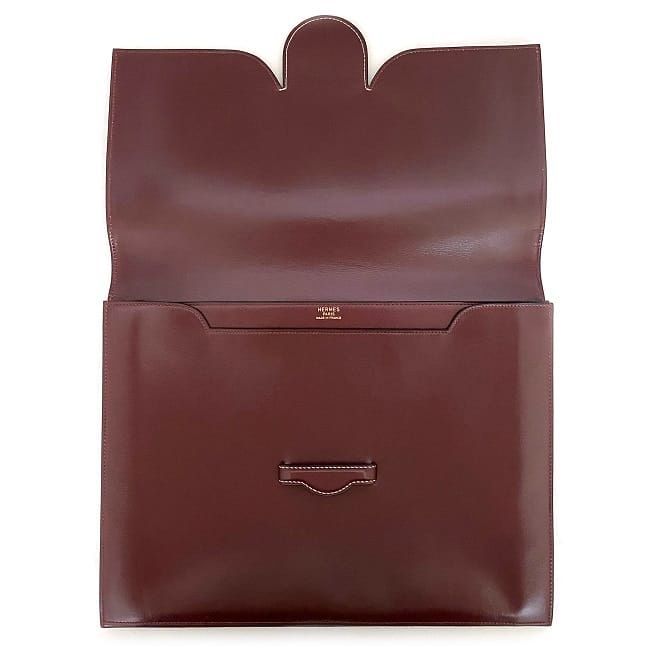 エルメス クラッチバッグ ファコ ボルドー 美品 レザー ボックスカーフ 