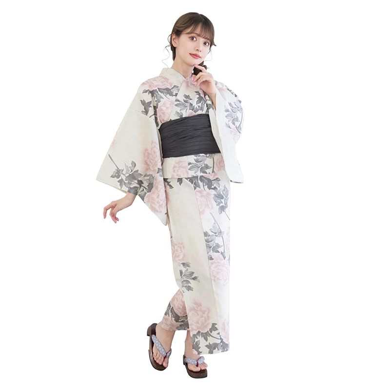 KYOETSU] [キョウエツ] 浴衣セット 変わり織 生成り 二部式 4点