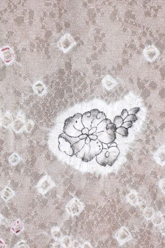 小紋　グレー　白　紫　墨　辻ヶ花　疋田絞り　帽子絞り　T669 小紋 グレー 白 紫 墨 辻ヶ花 疋田絞り 帽子絞り T669 - メルカリ