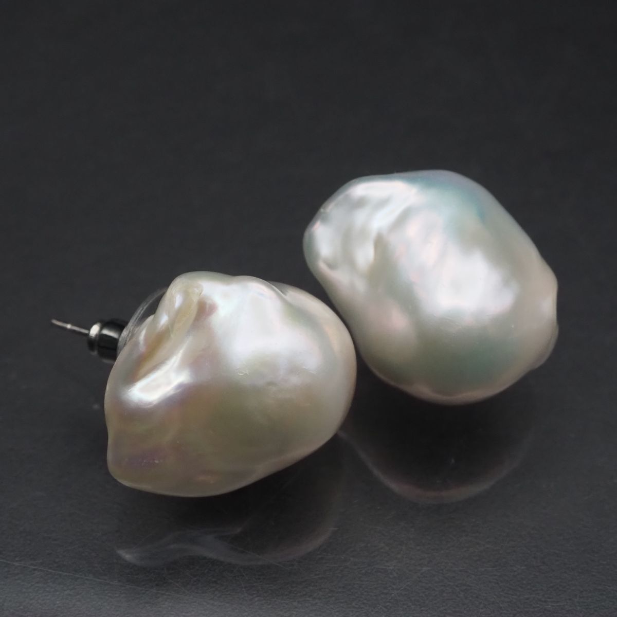 C049 大粒 バロックパール 真珠 S925刻印 ピアス デザイン