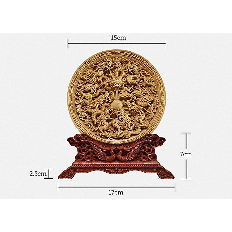 置物 装飾品 オーナメント 彫刻 木彫り ドラゴン 龍 鳳凰 木製
