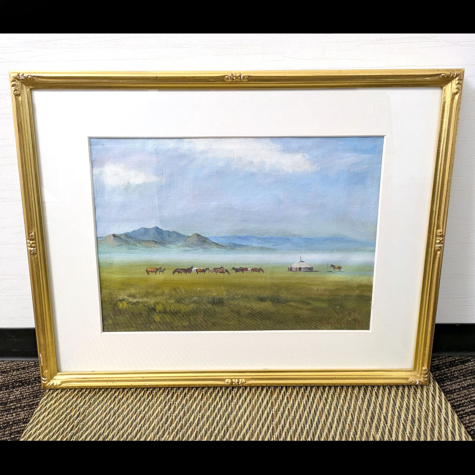 T NARMANDAKH モンゴル風景画 油絵 絵画 芸術 美術 No.240925-43 梱包サイズ120