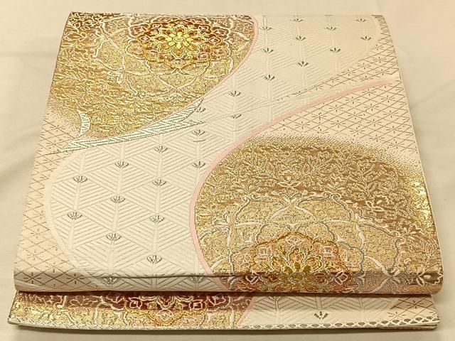 平和屋着物◎六通柄袋帯 正倉院花文 金銀糸 正絹 逸品