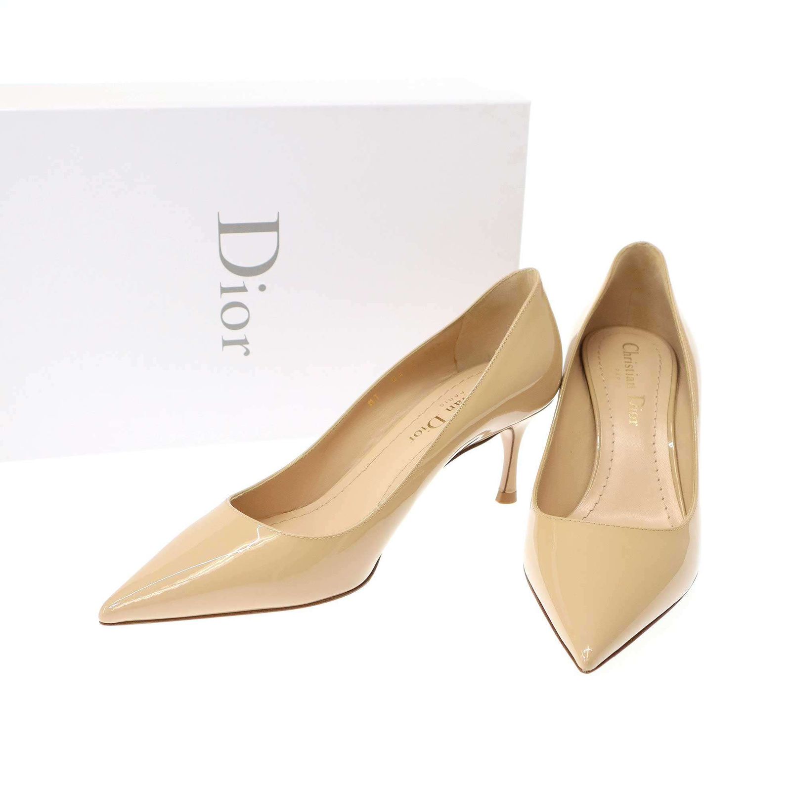 Christian Dior クリスチャンディオール D-STILETTO パテントヒールパンプス ベージュ 35 1|2D
