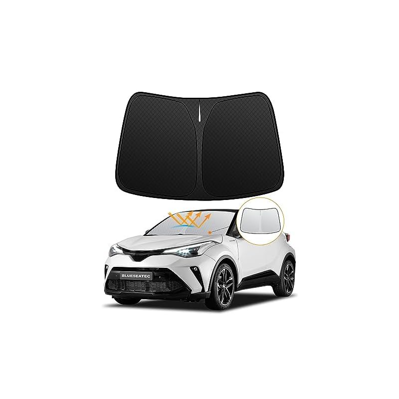 【強化版】トヨタ C-HR フロントガラス サンシェード 10系 50系 H28.12-現行 日よけ UVカット 5層構造 遮光断熱 夏 紫外線 簡単着脱 内装パーツ 車種専用設計 折り畳み式 収納袋付き