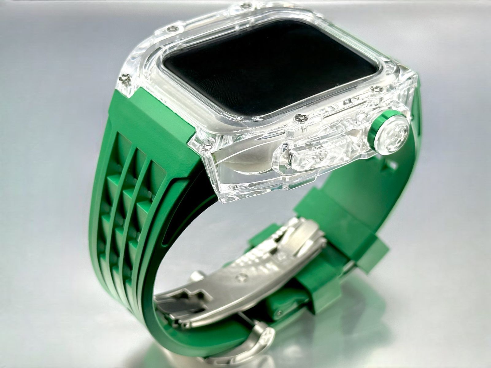 グリーン☆アップルウォッチバンド ラバーベルト カバー Apple Watch 