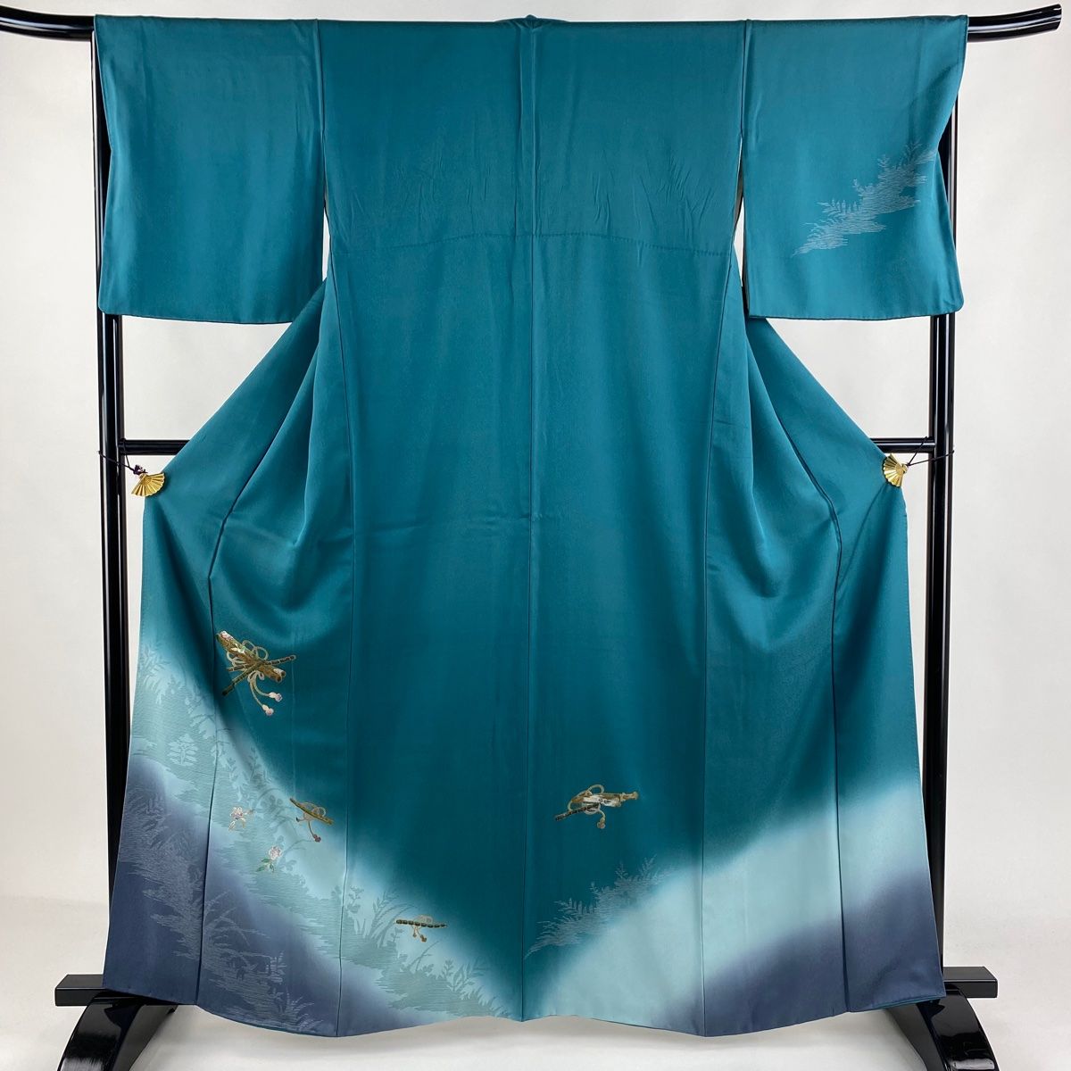 long＊碧の園＊未使用品 紅型調 縮緬 小紋着物 A907 | kimono tento