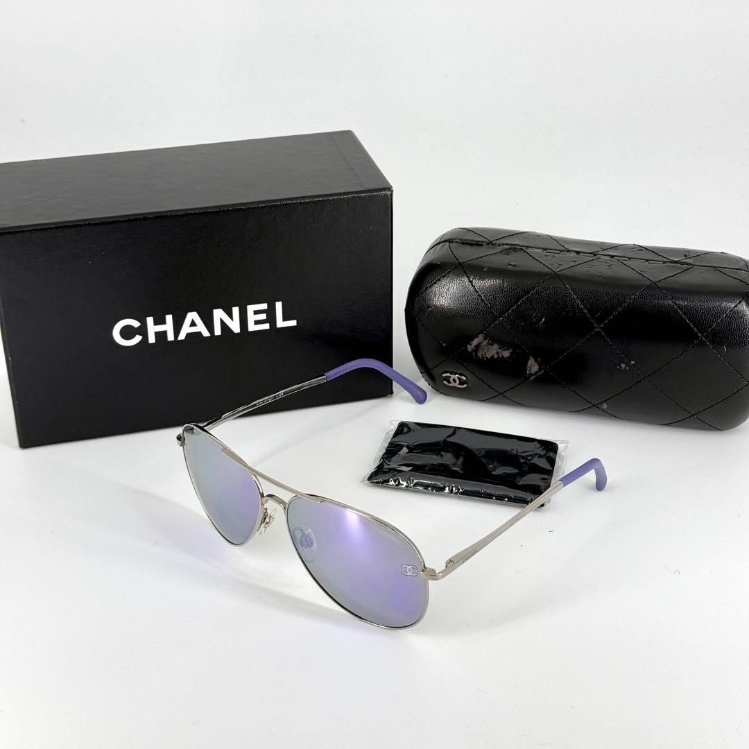 CHANELシャネル　ココマーク　サングラス　 アイウェア4189-T-Q美品 CHANEL サングラス 4189-T-Q パイロット フレーム パープル