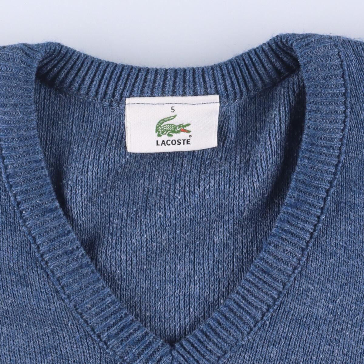 古着 ラコステ LACOSTE Vネック コットンニットセーター メンズL 