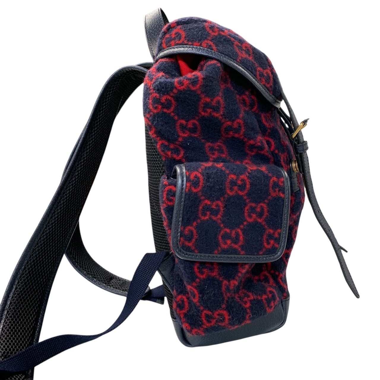 Gucci リュック 赤/紺 ウール/レザー Gucci リュック 赤/紺 ウール/レザー
