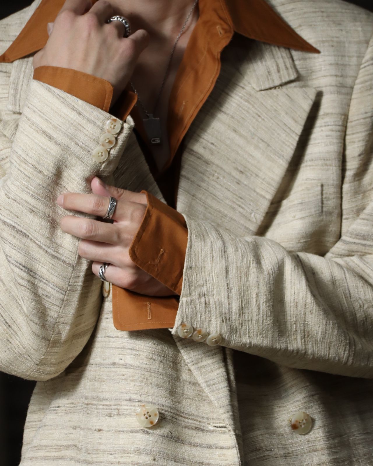 1990s melange double breasted tailored jacket écru メランジ 