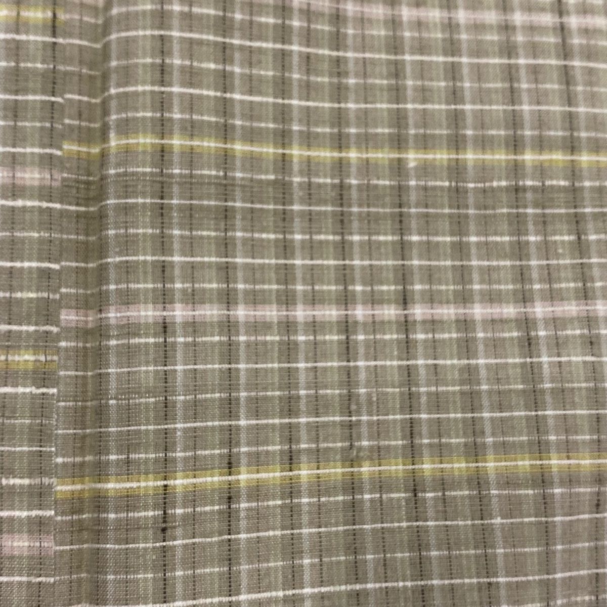 紬 身丈154cm 裄丈62cm S 袷 上田つむぎ 小山憲市 証紙 格子梅だ 灰茶  
