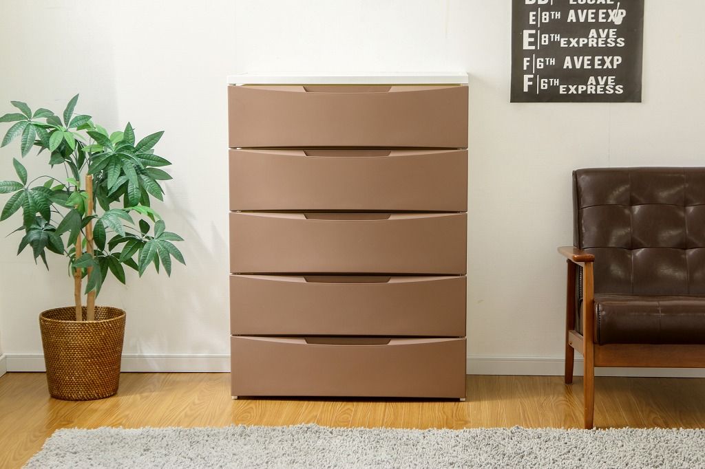 アイリスオーヤマ チェスト ルーム 5段 幅72×奥行41.5×高さ99.5cm ホワイト ブラウン RC-725 IRIS OHYAMA MARWIL-DEMENAGEMENTS_CH