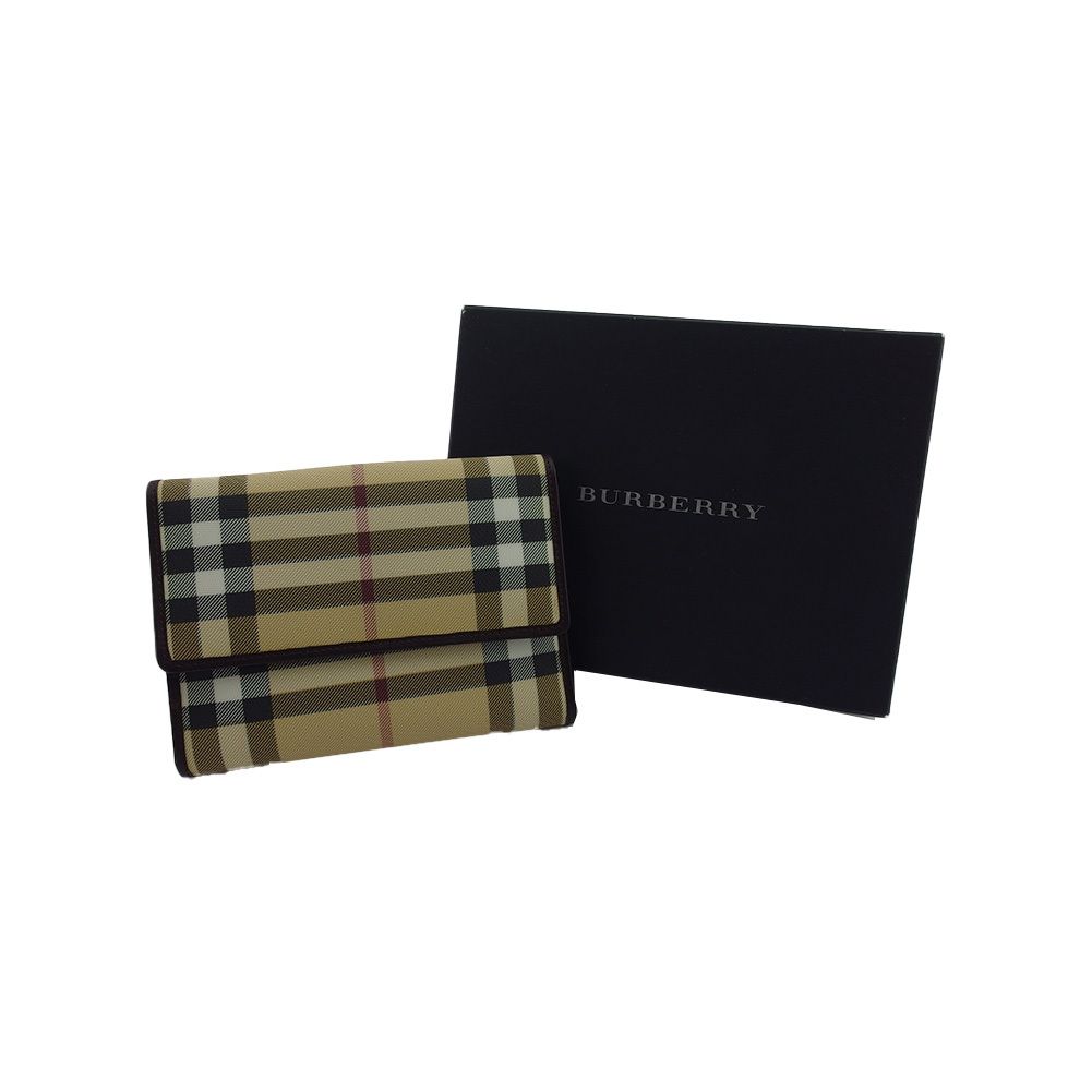 バーバリー BURBERRY 二つ折り財布 ブラウン×ノバチェック レディース