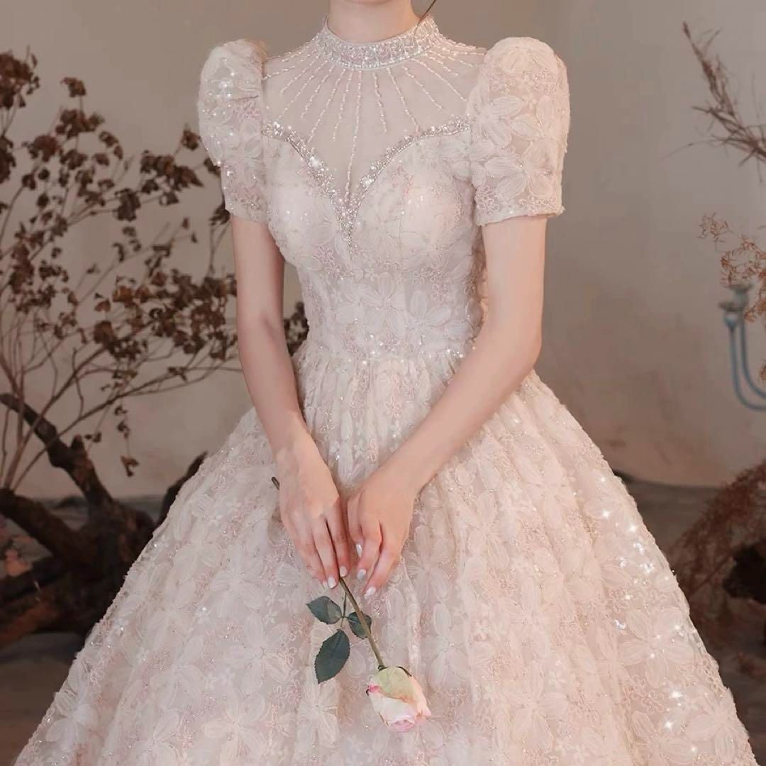 花柄にパフスリーブがオシャレで イブニングドレス?.?