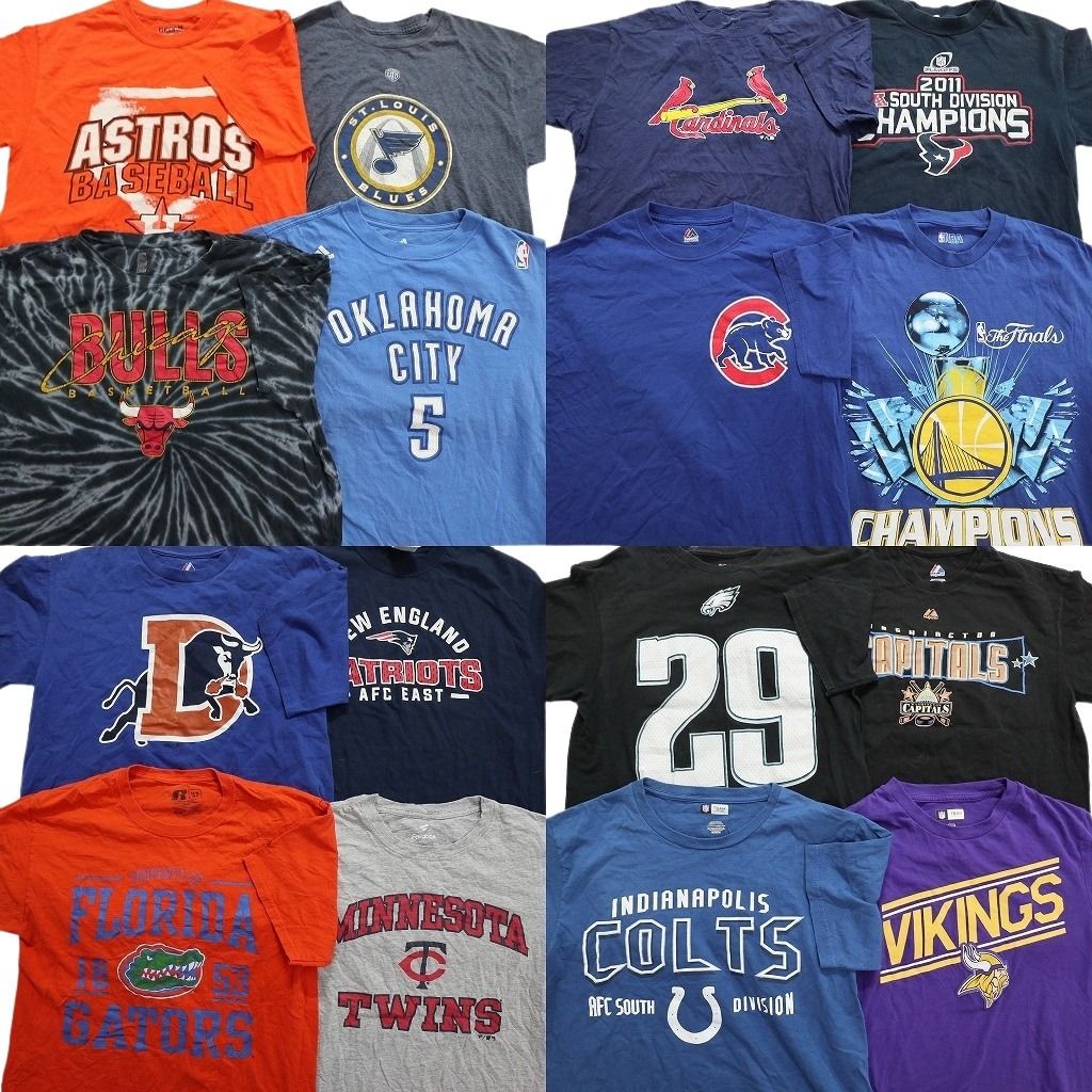 古着卸 プロチーム 半袖Tシャツ 16枚セット メンズ M NBA MLB NHL NFL カージナルス ビルズ アディダス 古着 NA2501