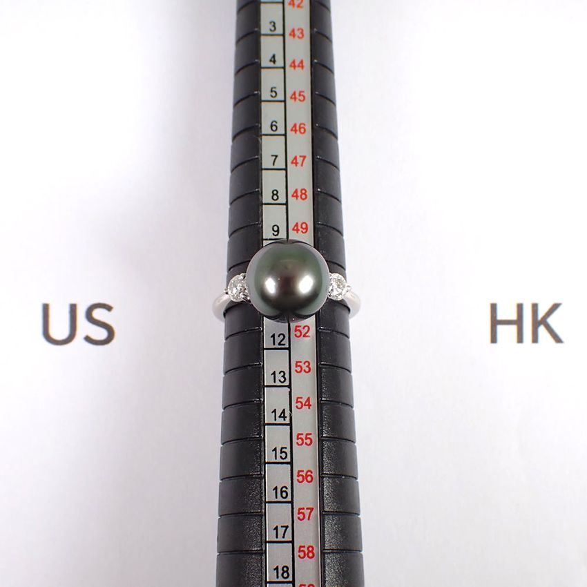 ブラックパールとダイヤのリング pt900 Pt900 ブラックパール/ダイヤモンド リング 11号[g351-28