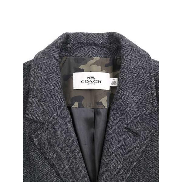 COACHコーチレザーエルボーパッチウールチェスターコート