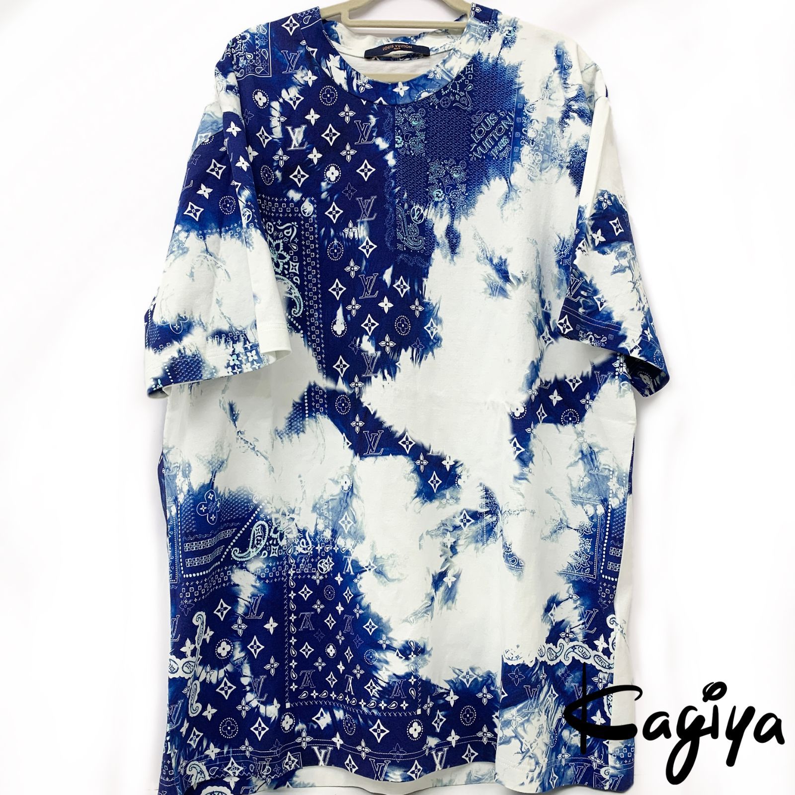 ルイヴィトン 22AW Tシャツ HNY26W XL バンダナ 半袖 ブルー LOUIS