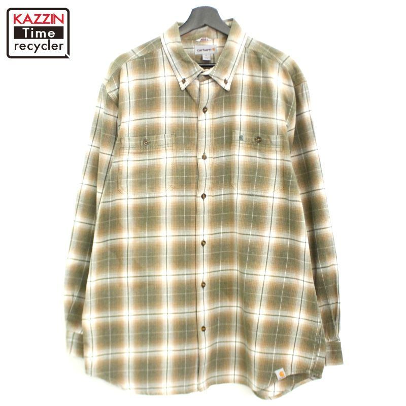 00s Carhartt オンブレチェック柄 ボタンダウン 長袖シャツ メンズ 表記XLサイズ