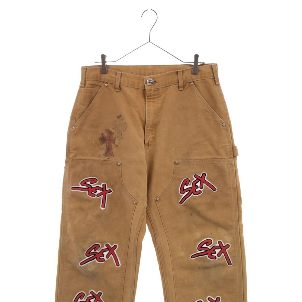 CHROME HEARTS (クロムハーツ) ×MATTYBOY SEX RECORDS Carpenter Pants マッティボーイ  セックスレコード クロスパッチ付きダブルニーカーペインターパンツ ブラウン - メルカリ