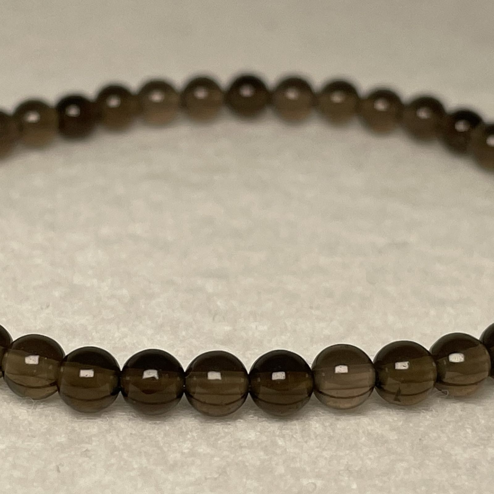 スモーキークォーツ ブレスレット 珠 4mm 極小粒 内径 16.5cm 