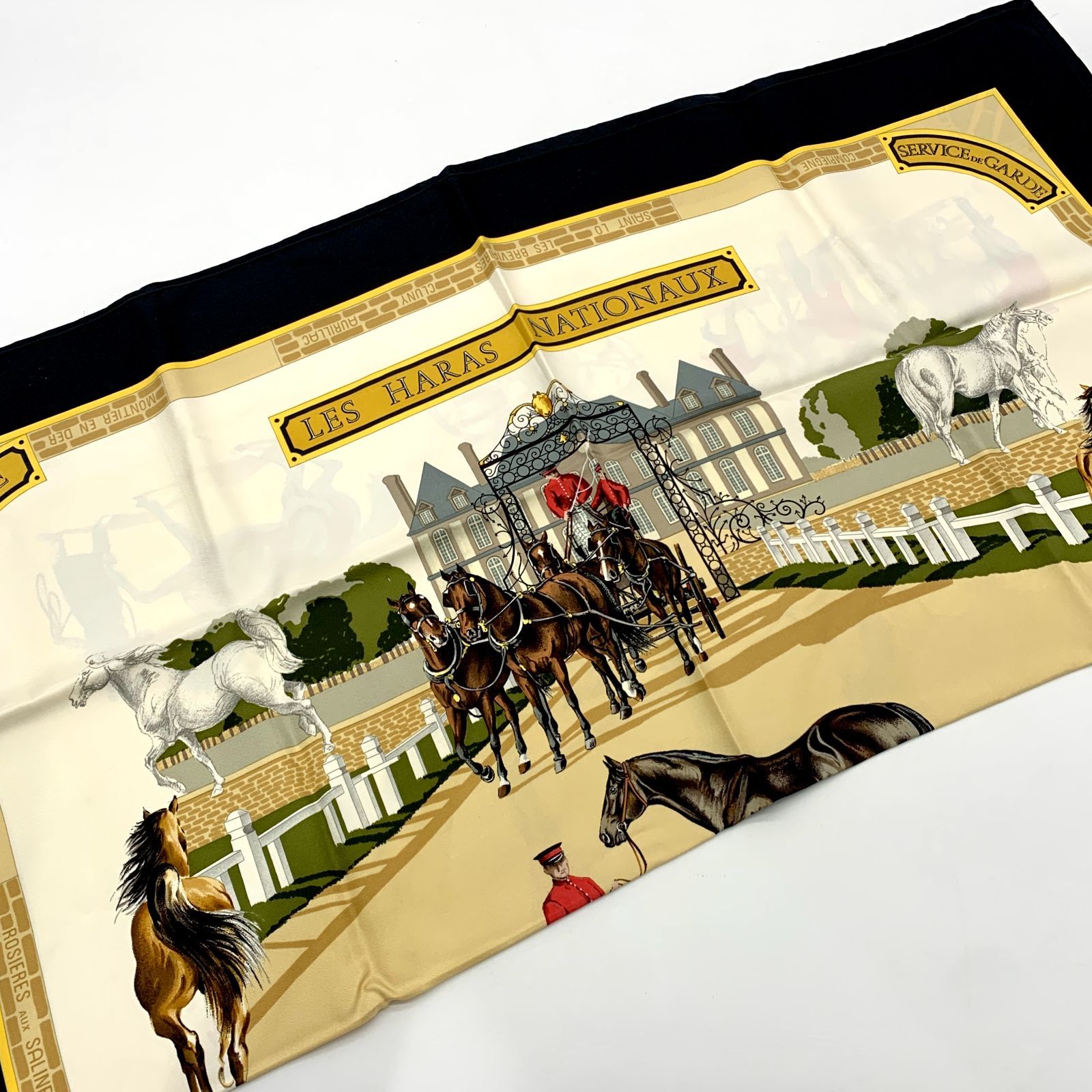 ▽HERMES/エルメス カレ90 スカーフ LES HARAS NATIONAUX 国立種馬飼育