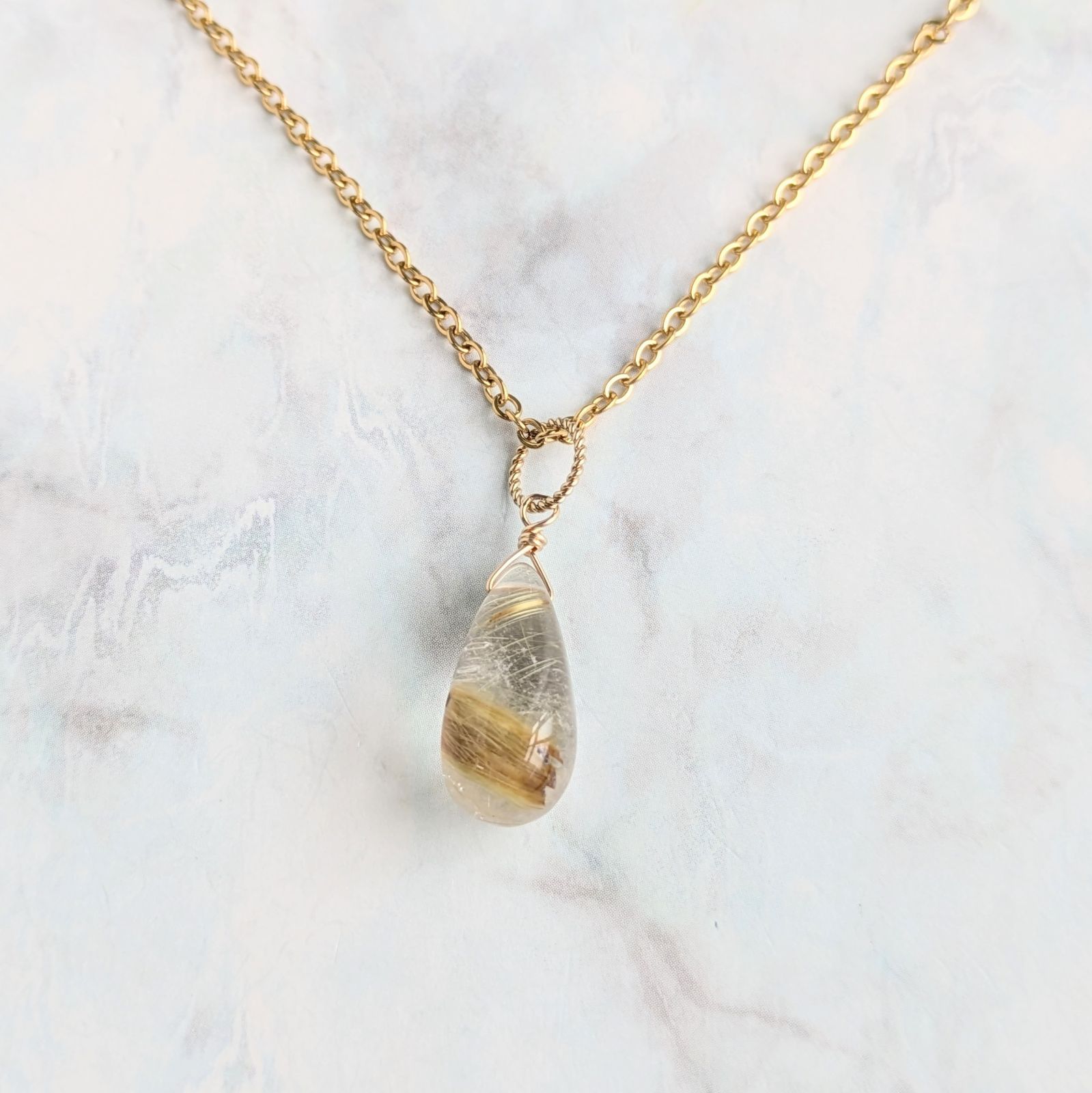 天然石【ルチルクォーツ】ペンダント ネックレス rutilated quartz pendant