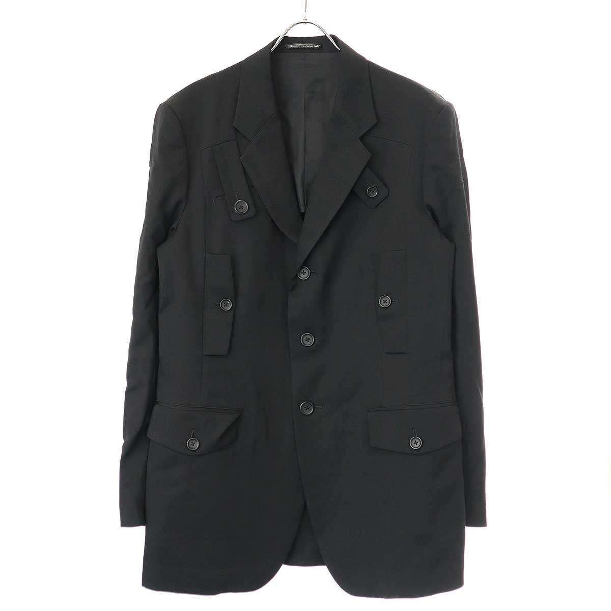 Yohji Yamamoto POUR HOMME ヨウジヤマモト プールオム 23SS GABARDINE I-SWITCH ウールギャバジンテーラードジャケット HZ-J53-100 ブラック 3