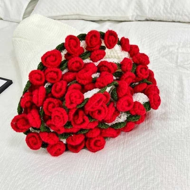 かぎ針編み バラのブーケブランケット80cm 【かぎ針編み】バラのブーケ