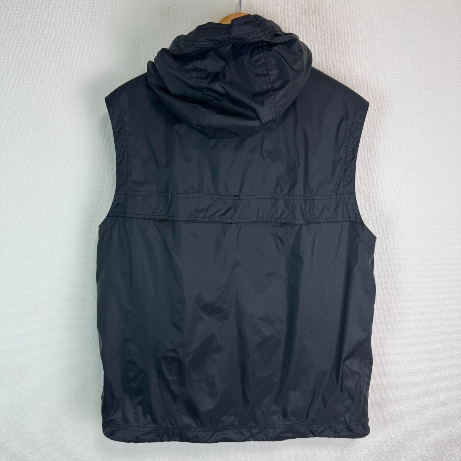 90s GAP ギャップ ナイロンベスト ジップアップ フード付き ブラック