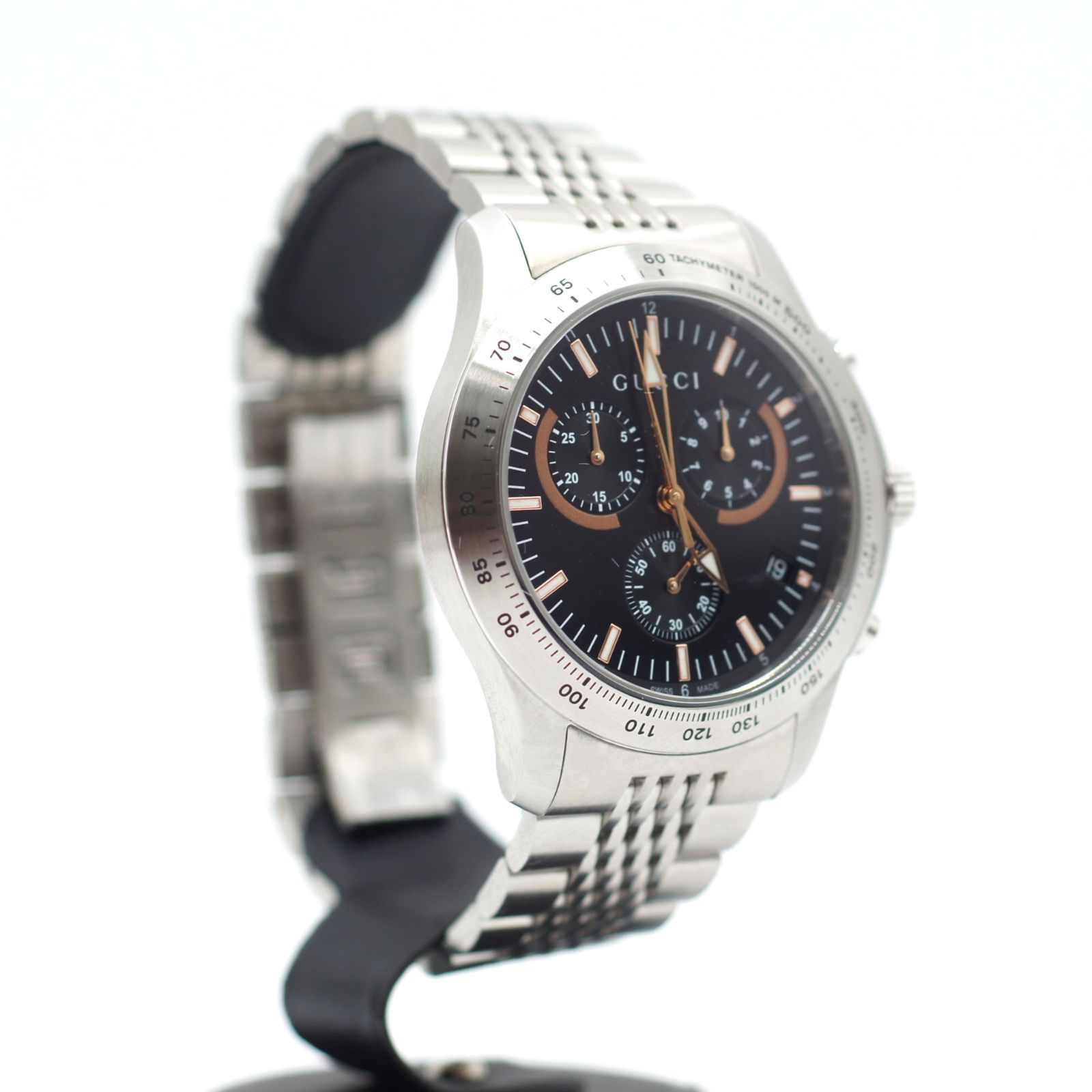 GUCCI グッチ Gタイムレス ステンレスベルト YA126257 126.2 ブラック×シルバー 時計 ブランド ファッション