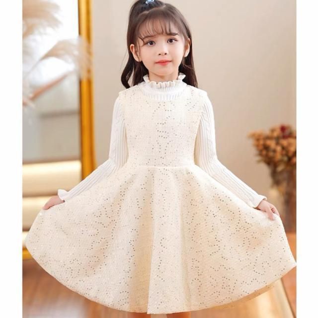即納】110cm 女の子 白ツイードフォーマルスーツセットアップ