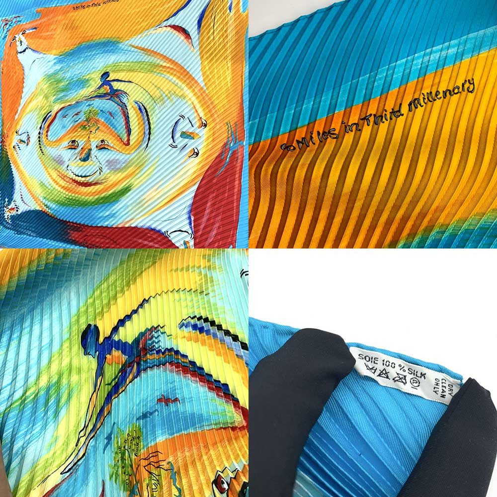 エルメス 三千年紀の微笑 プリーツ スカーフ シルク マルチカラー