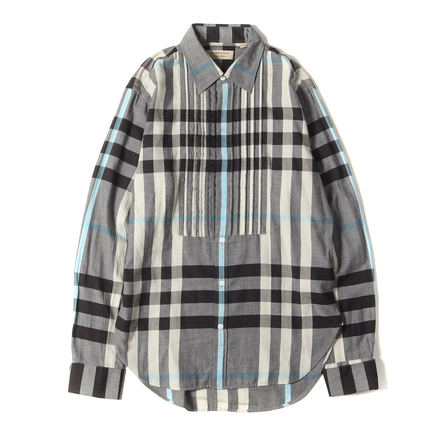 美品 BURBERRY バーバリー シャツ サイズ:M フロントプリーツ チェック 