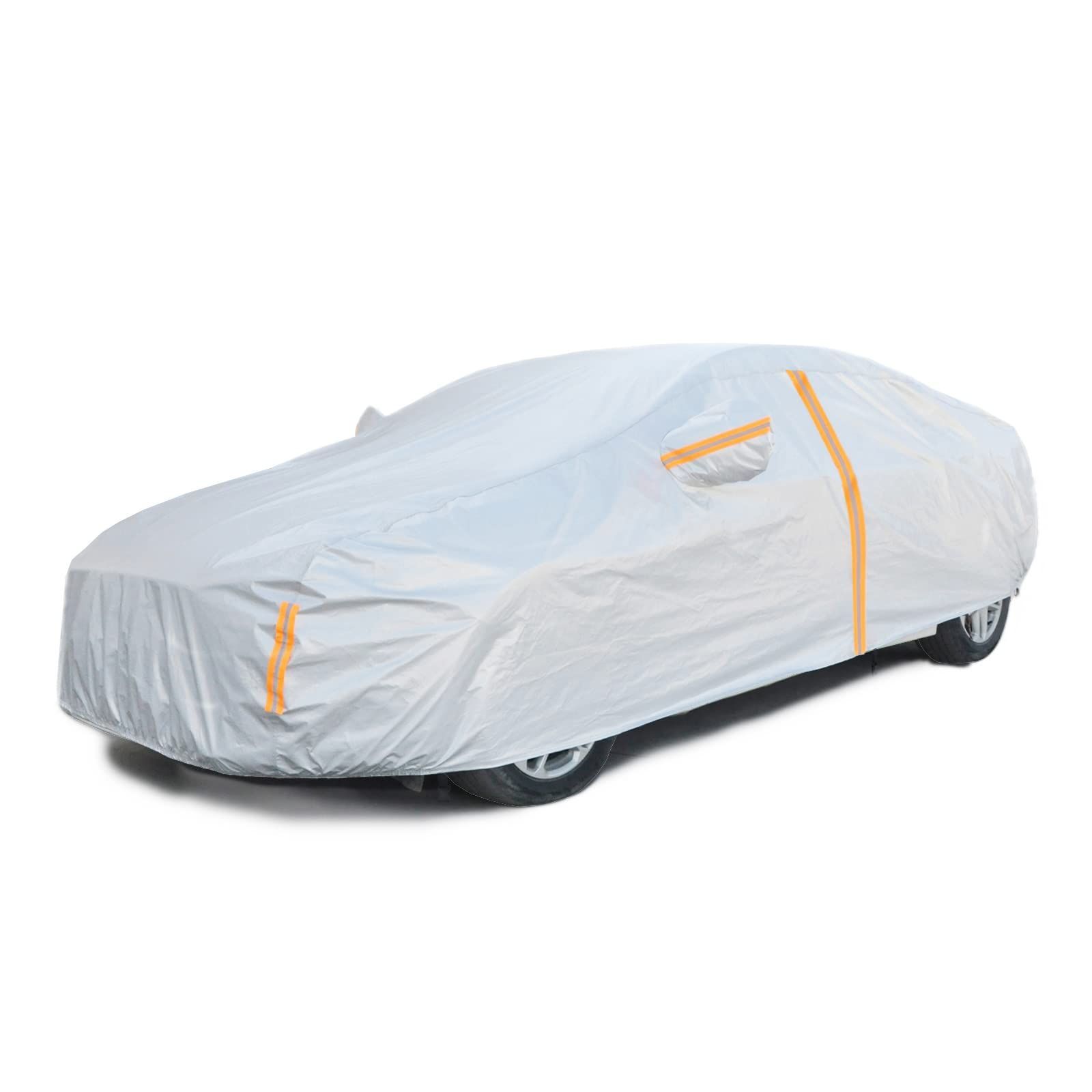 Size:A-3XXL:530cm*200cm*150cm NUOMAN車 カバー 自動車 ボディカバー カーカバー 裏起毛 耐強風 防水 雪対策 5層構造 サイドのジッパー 防風防輻射紫外線防塵 黄砂対策 セダン 各車対応 汎用 サイズ (A-3