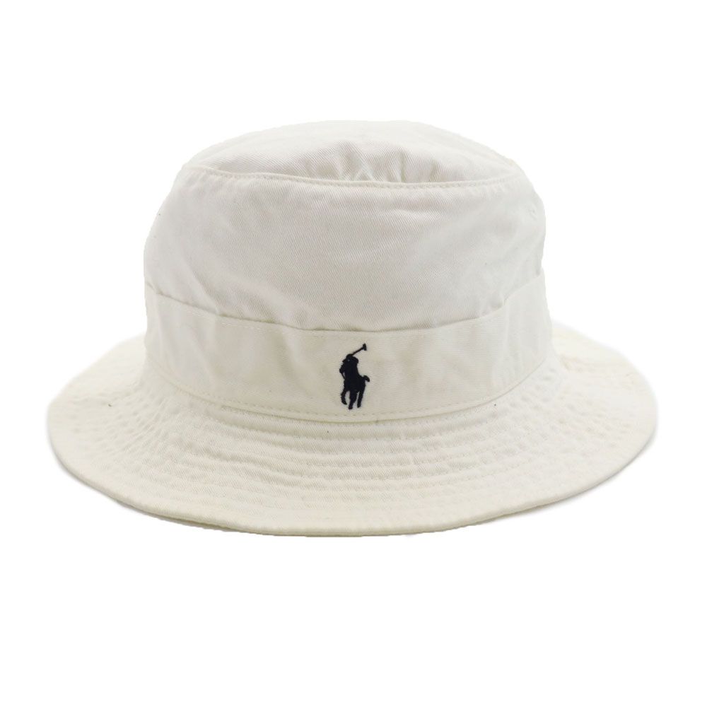 Polo Ralph Lauren 新品未使用ハット L/XL ホワイト ラルフローレン コットン ハット L/XL ホワイト RALPH LAUREN 帽子 メンズ
