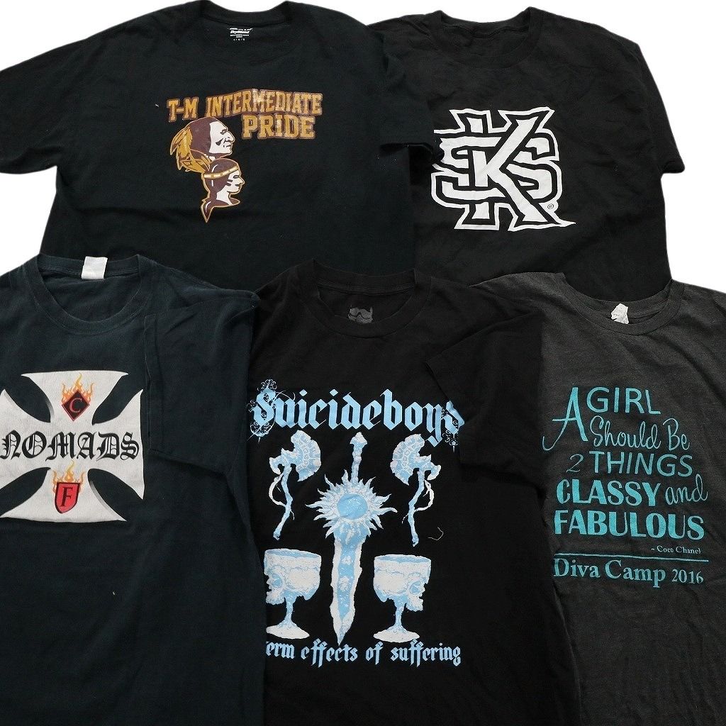 古着卸 まとめ売り 黒・グレー ボディ プリント 半袖Tシャツ 20 古着卸 まとめ売り 黒・グレー ボディ プリント 半袖Tシャツ 20