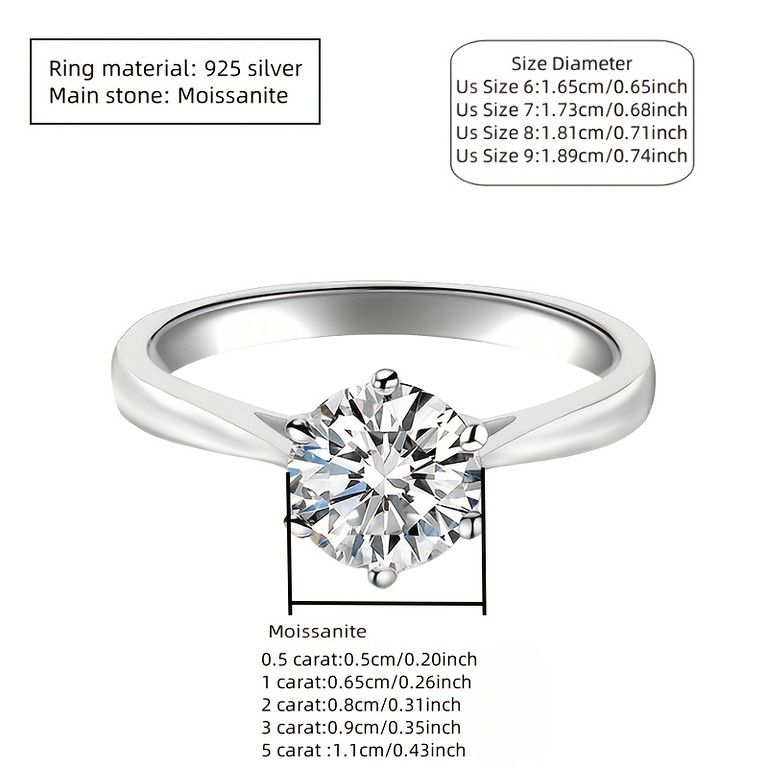 モアサナイト 925シルバーリング プラットフォーム【6号5.0ct