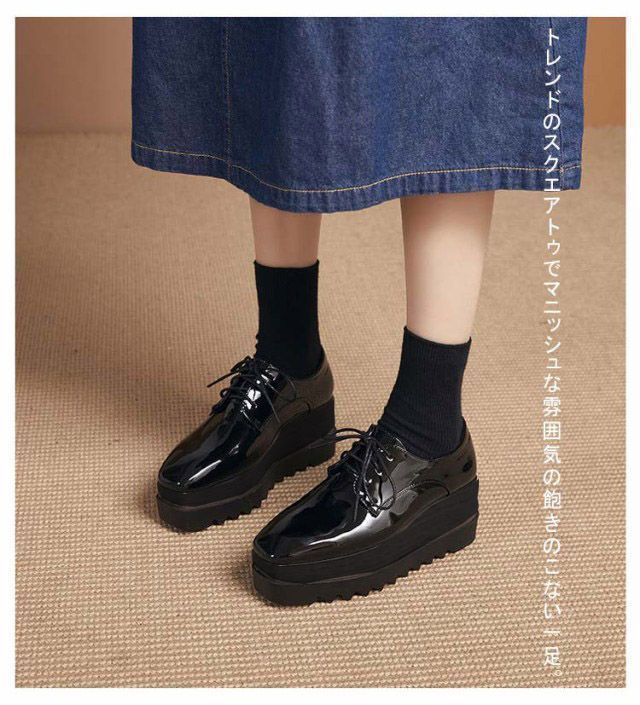 レースアップ スクエアトゥ