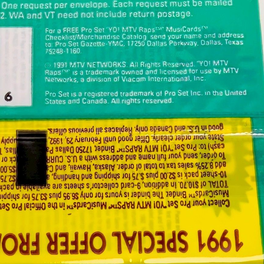 ☆送料無料！☆ 1991年製 【 YO! MTV RAPS SERIES 2 】トレーディング