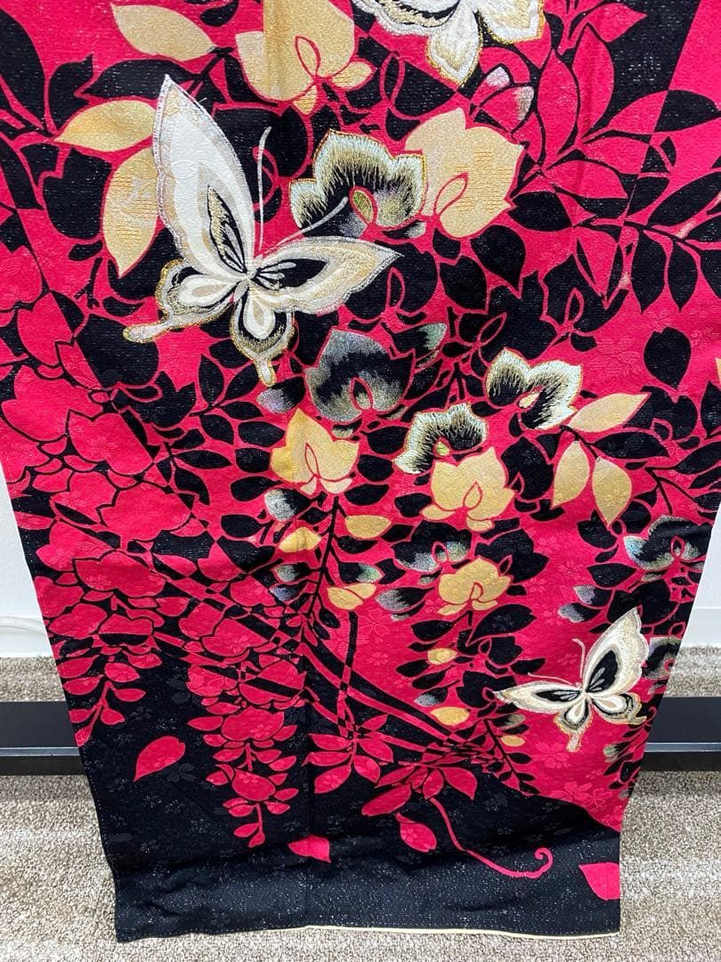 振袖 豪華 金彩 銀彩 銀通し 刺繍 藤 蝶 身丈162cm 撥水加工済 - メルカリ