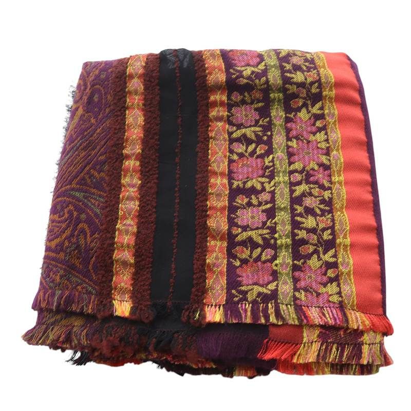 エトロ ETRO ウール ジャガード ストール マフラー 赤 レッド