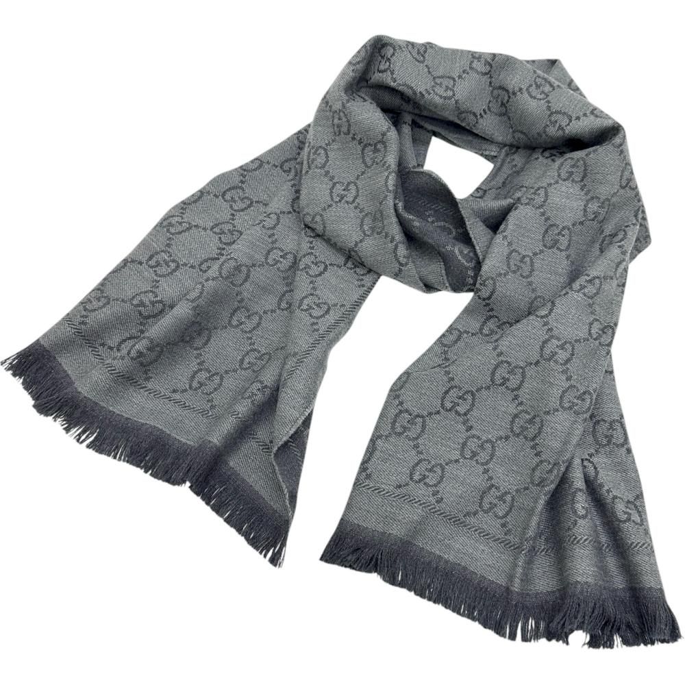 GUCCI/グッチ】GG柄 ストール ショール ウール100％ グレー レディース  