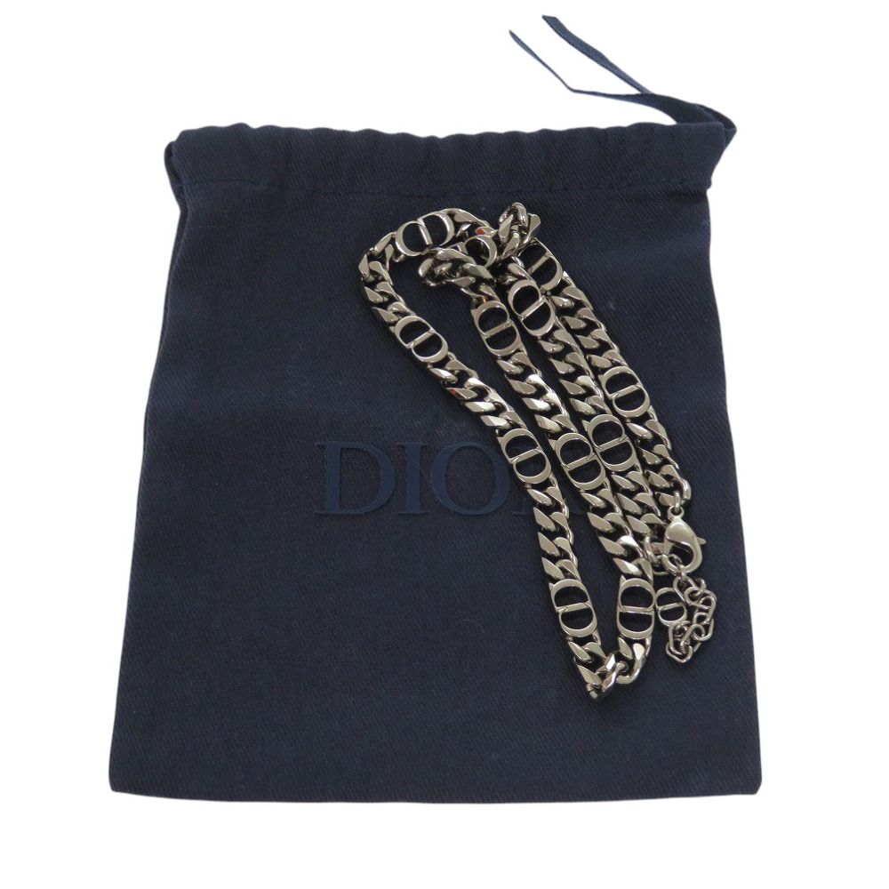 クリスチャンディオール CD Icon チェーンリンク ネックレス N1574HOMMT 真鍮 シルバー 1529 Christian Dior