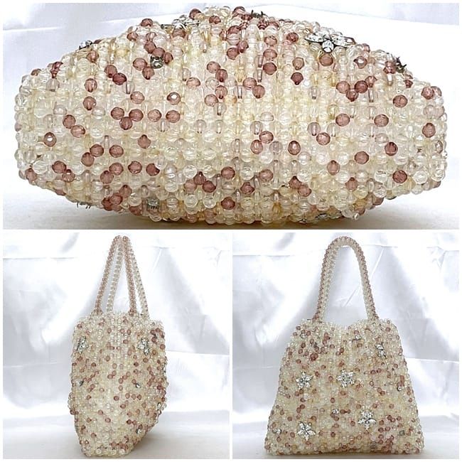 人気商品の中古品・新品・未使用品 アンテプリマ ハンドバッグ ビーズ クリア ベージュ ピンク バッグ