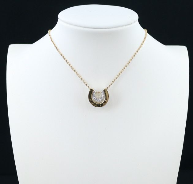 競売 ホースシュー K18WG ダイヤモンド 0.298CT（セリーヌ ネックレス ピンズ・ピンバッジ・缶バッジ
